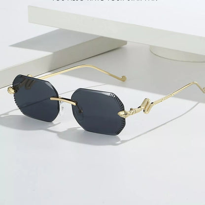 Rimless UV Protective Sunglasses - Black - View 2
