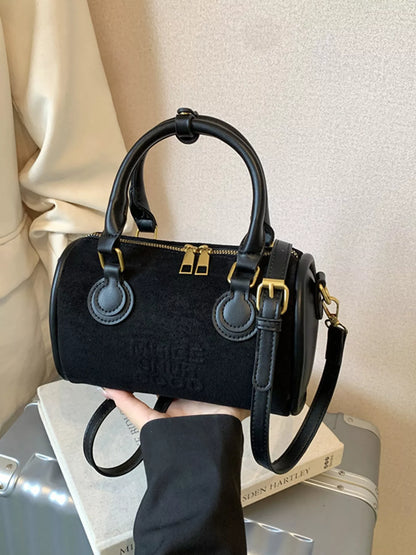 Barrel Crossbody Bag with Top Handle - Black - View 1