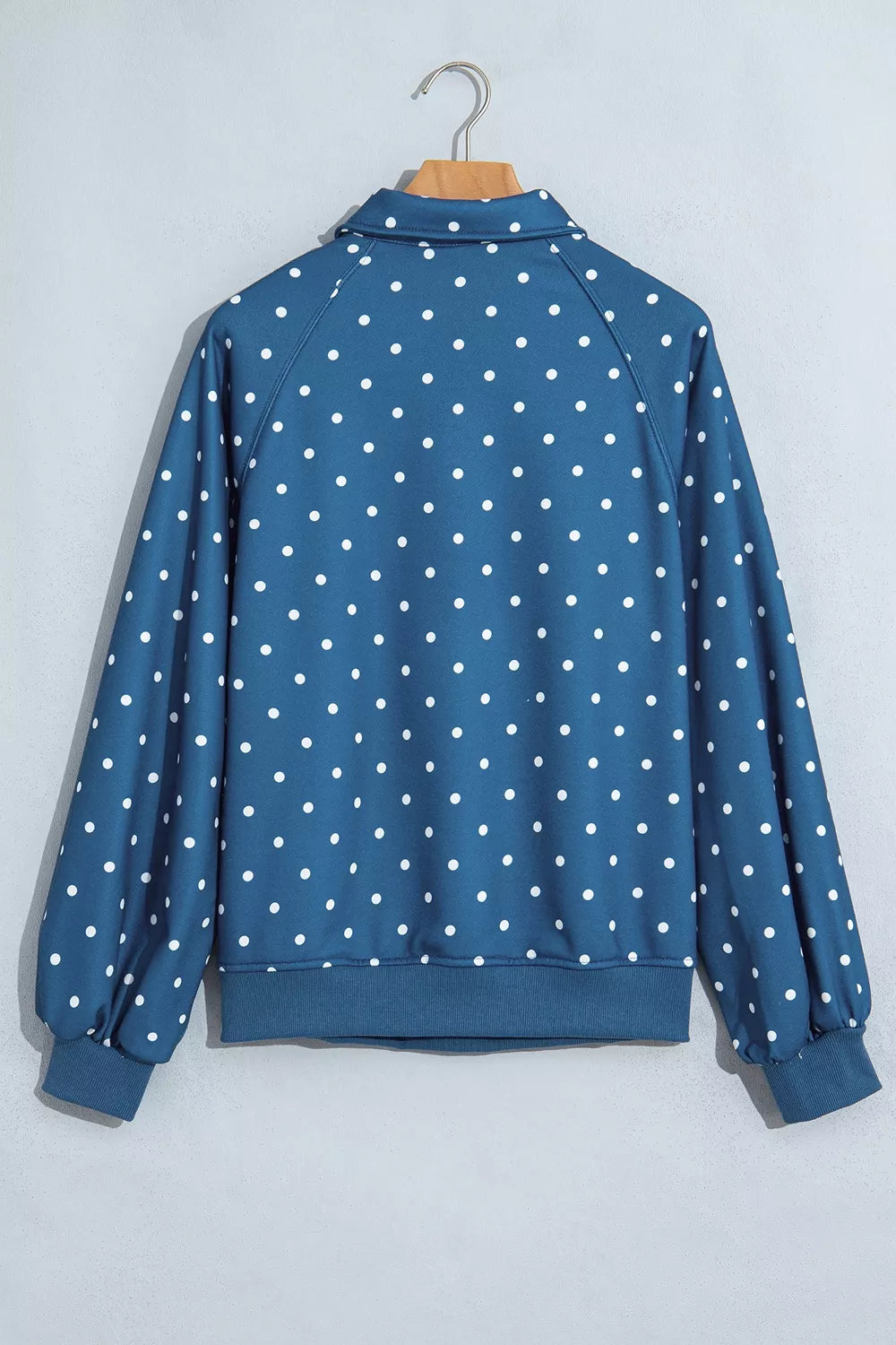 Polka Dot Snap-Button Sweatshirt - Dusty Blue - View 3