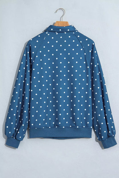 Polka Dot Snap-Button Sweatshirt - Dusty Blue - View 3