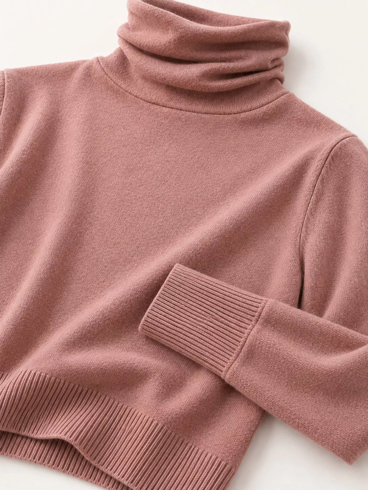 Full Size Slim-Fit Turtleneck Knit Top Plus Size - Dusty Pink - View 18