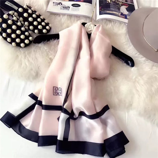 Contrast Trim Scarf - Blush Pink - View 2