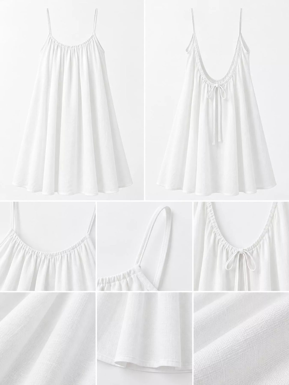 Full Size Backless Spaghetti Strap A-Line Mini Dress Plus Size - White-Style C - View 5