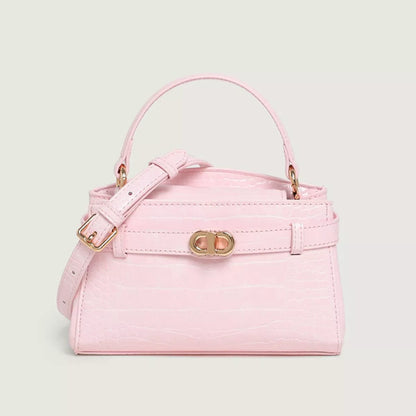Crocodile-Embossed Crossbody Bag - Pink - View 3