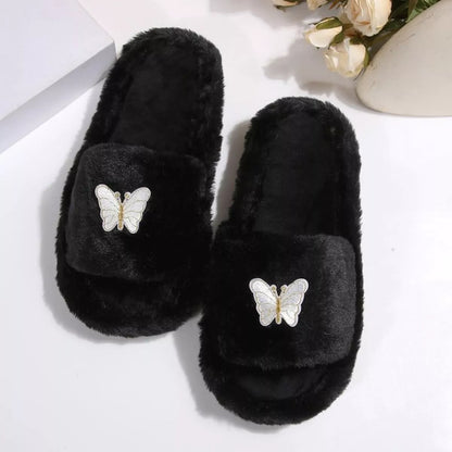 Butterfly Open Toe Slippers - Black - View 2