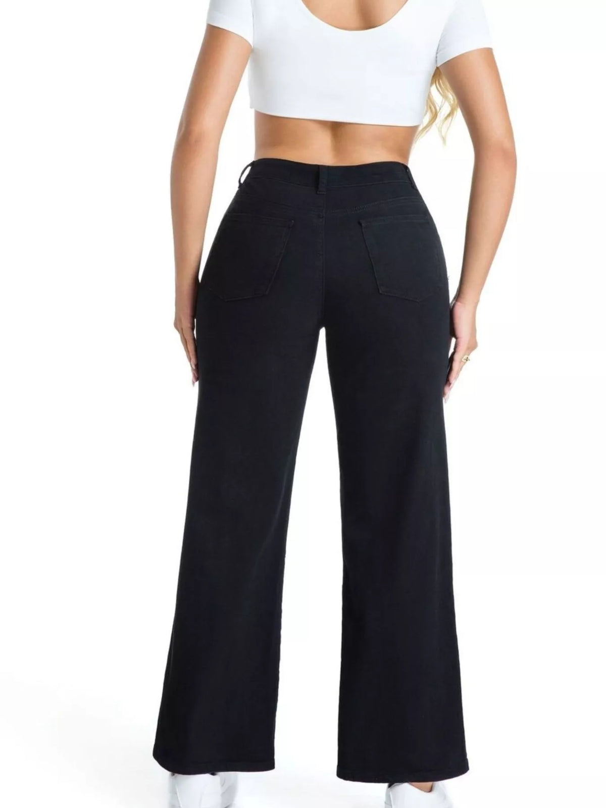 Frayed Edge Straight Leg Jeans - Black - View 5