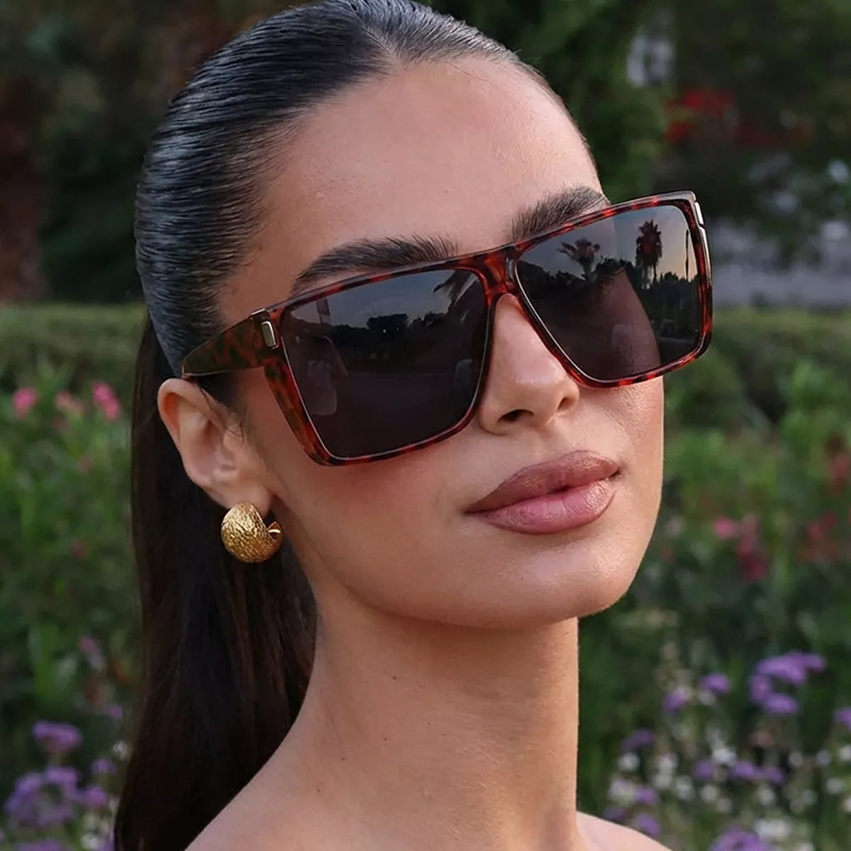 Oversized Square Sunglasses - Orange - View 6