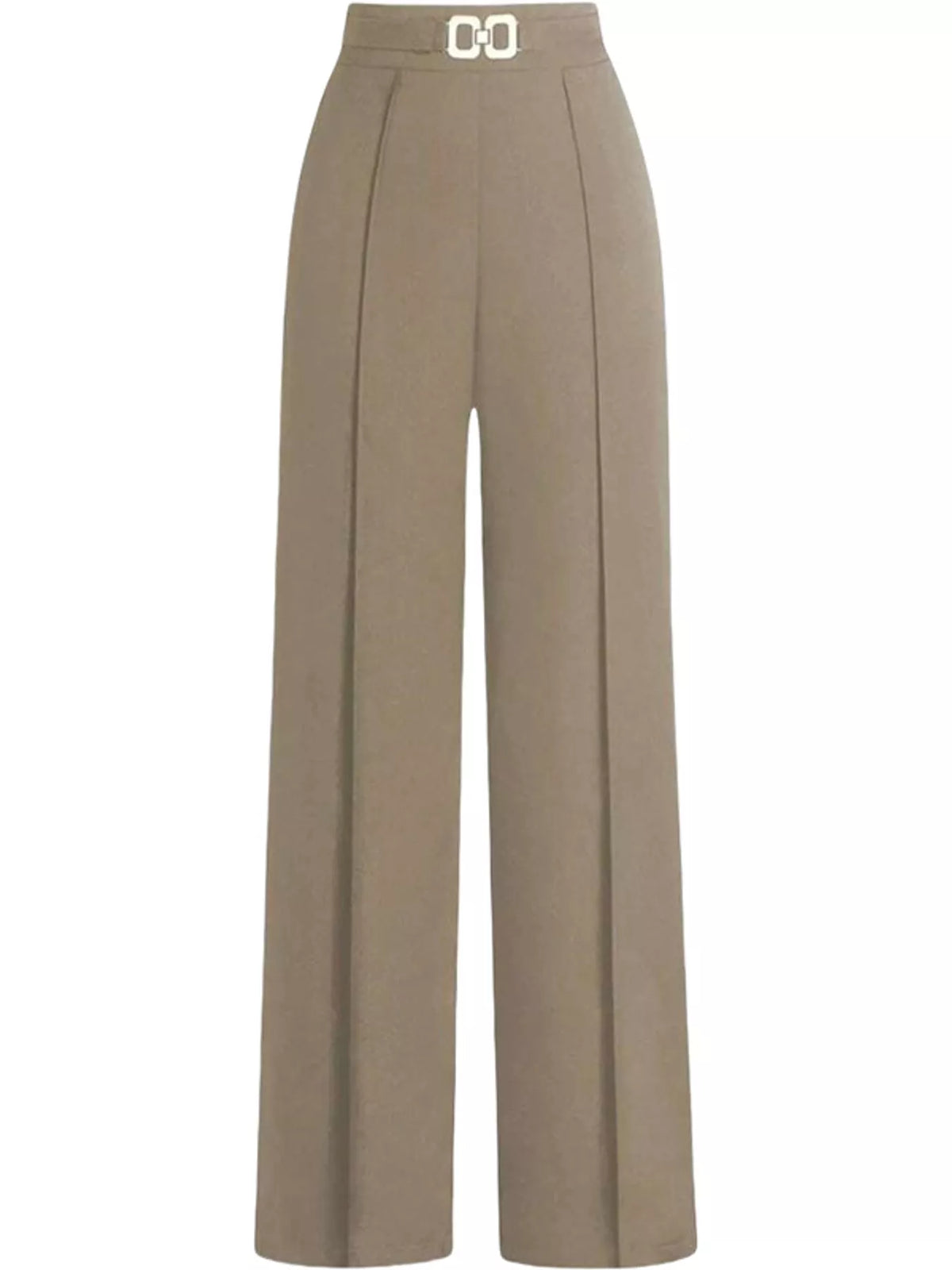 High-Waisted Wide-Leg Pants - Khaki - View 14