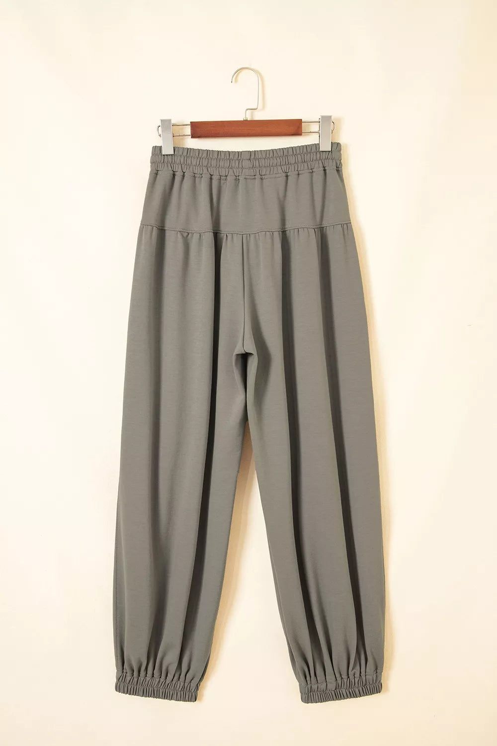 Elastic Waist Drawstring Wide Leg Full Length Pants - Army Green - View 5