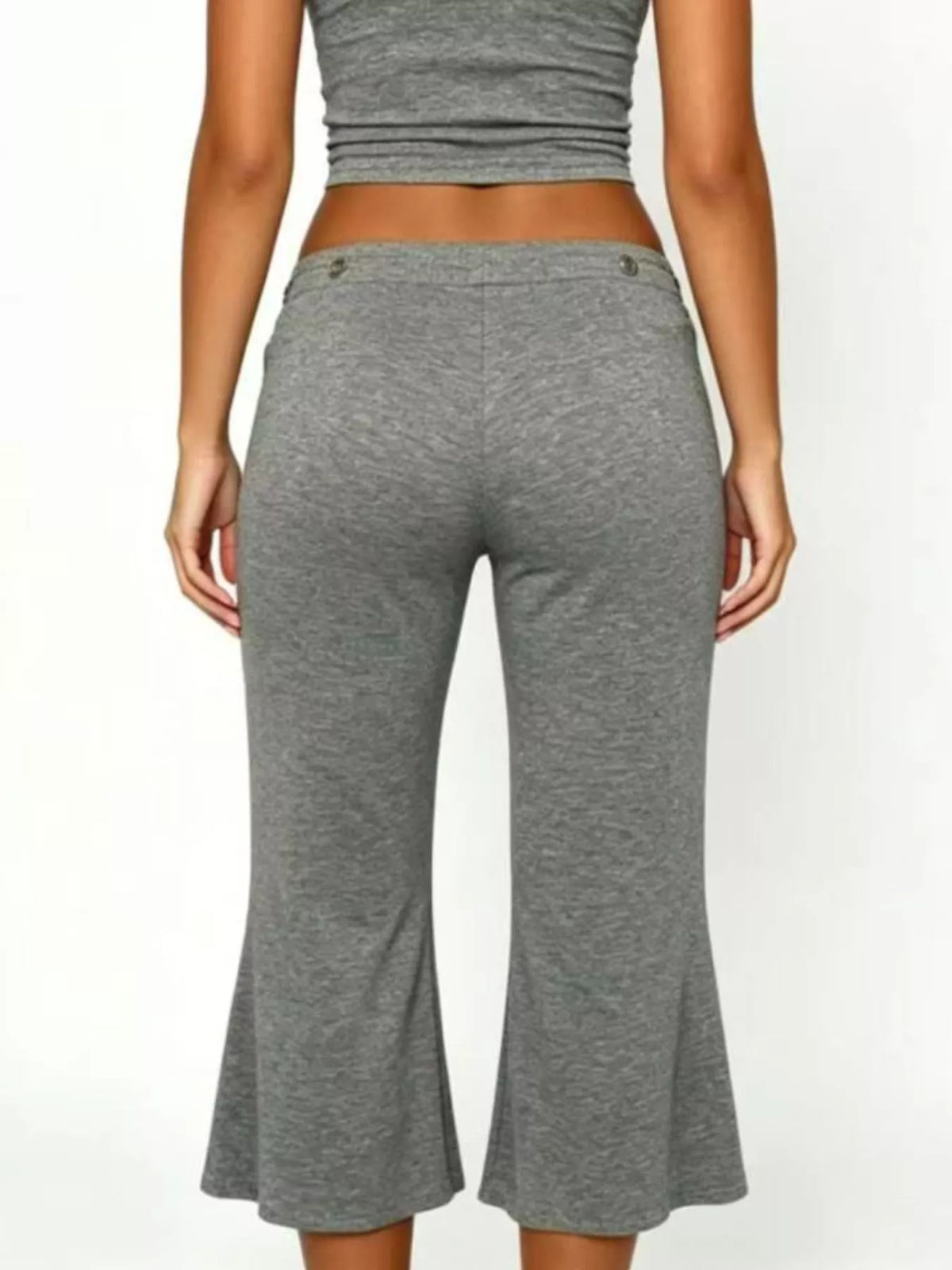 Mid Rise Capris Pants - Dark Gray - View 12