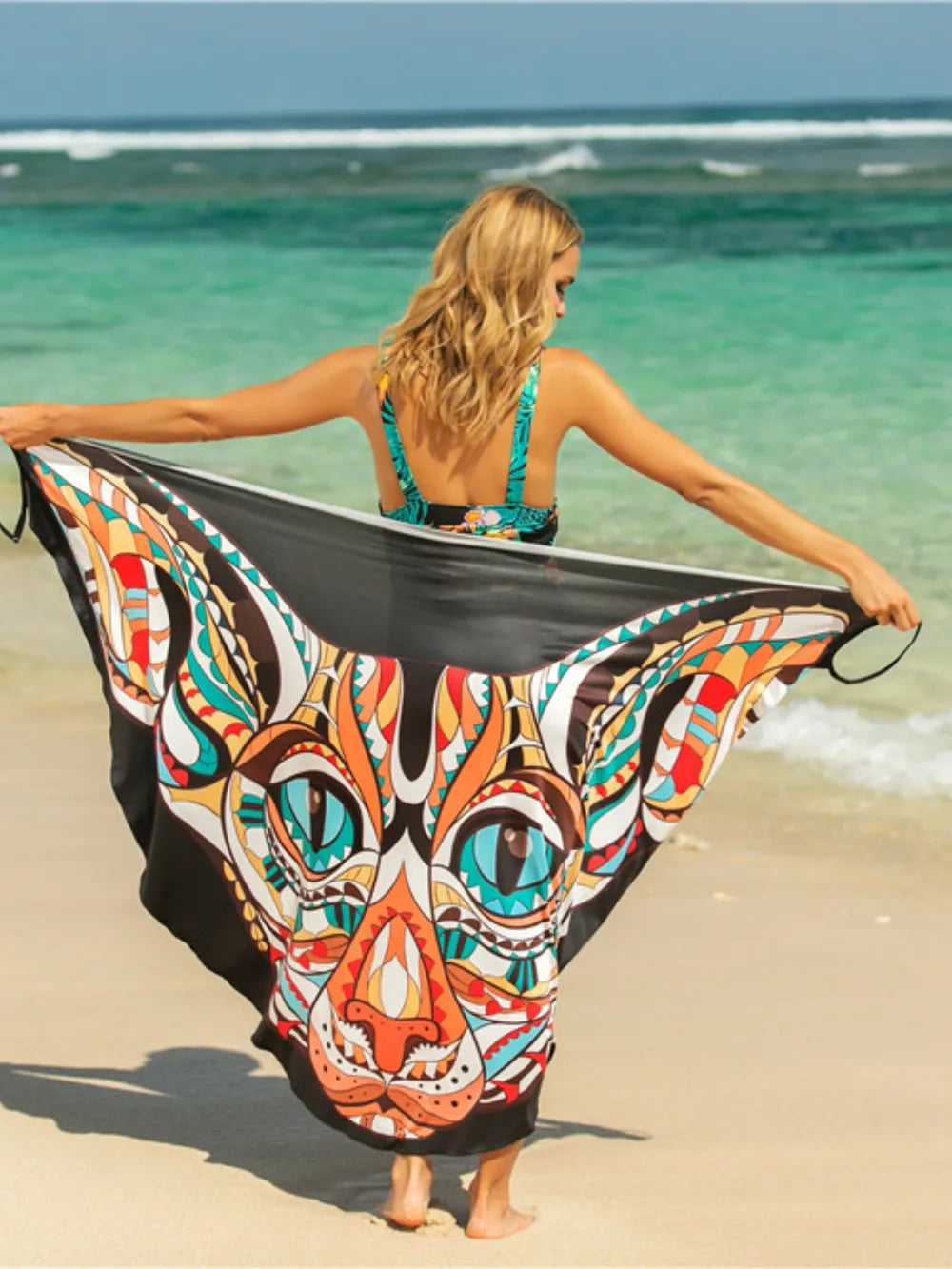 Printed Spaghetti Strap Cover Up - Orange - View 25