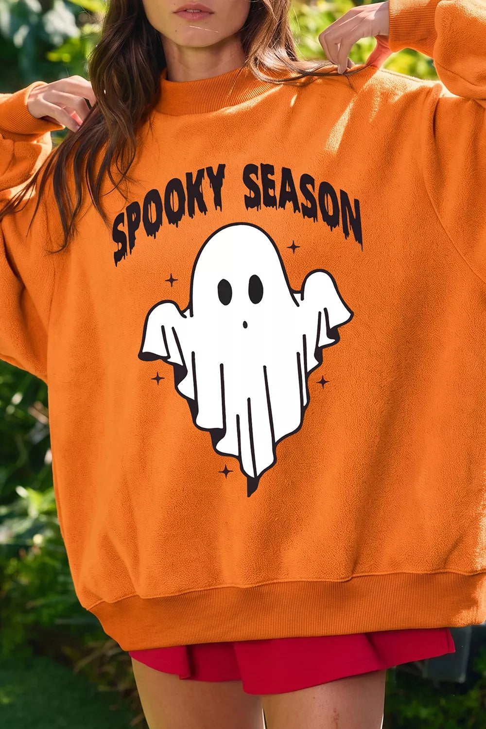 Spooky Season Mock Neck Reversible Halloween Sweatshirt - Orange - View 2