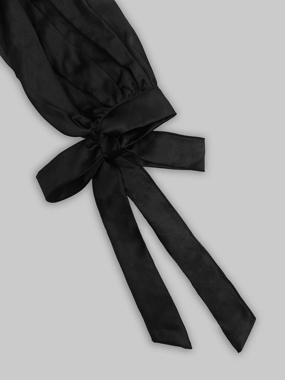 Pearl-Embellished Mock Neck Ruffle Hem Dress - Black - View 8