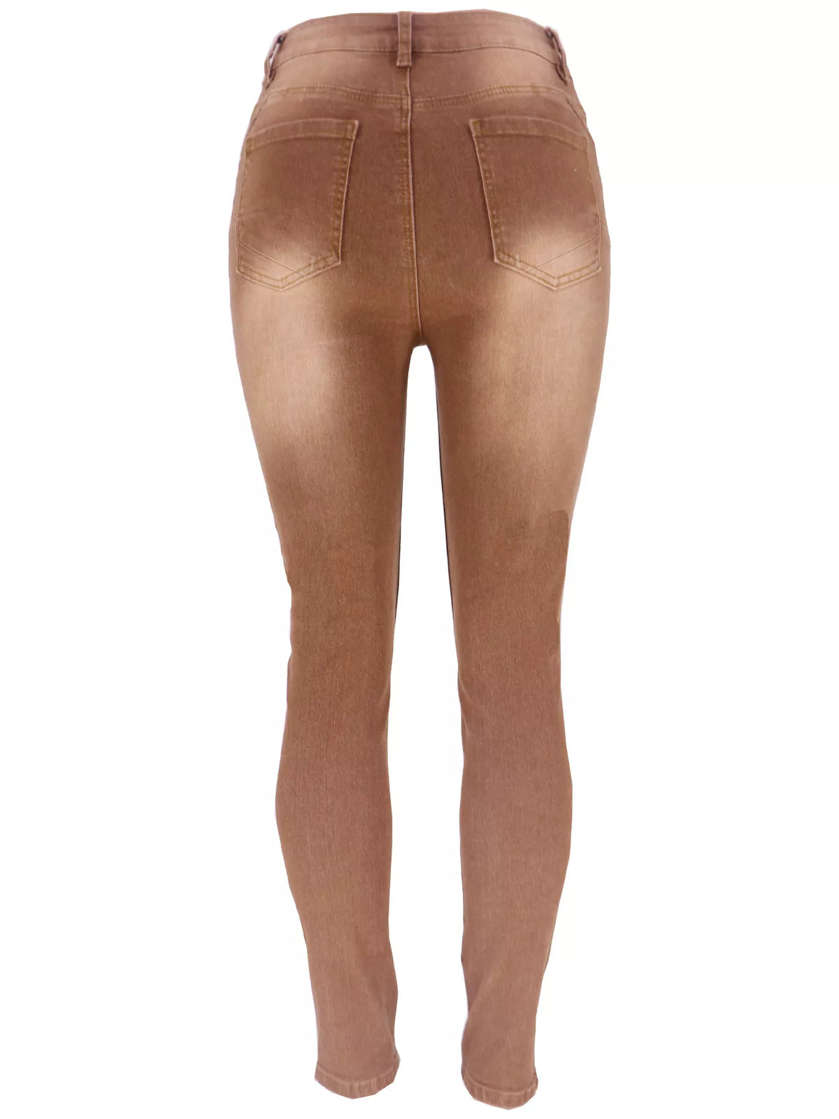High-Waisted Slim-Fit Jeans - Brown - View 8