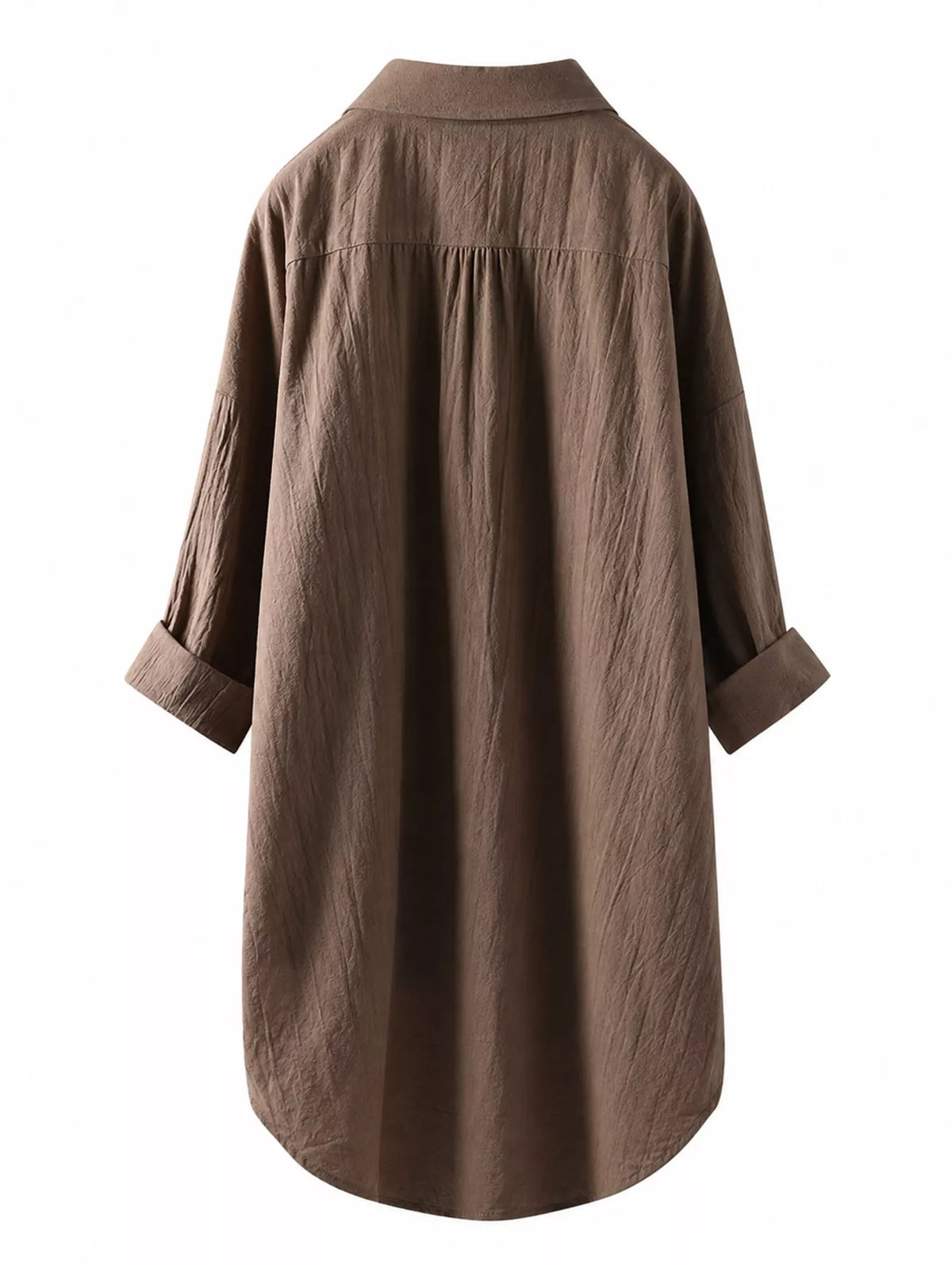 Full Size Casual Button-Down Shirt with Dual Chest Pockets Plus Size - Khaki - View 15