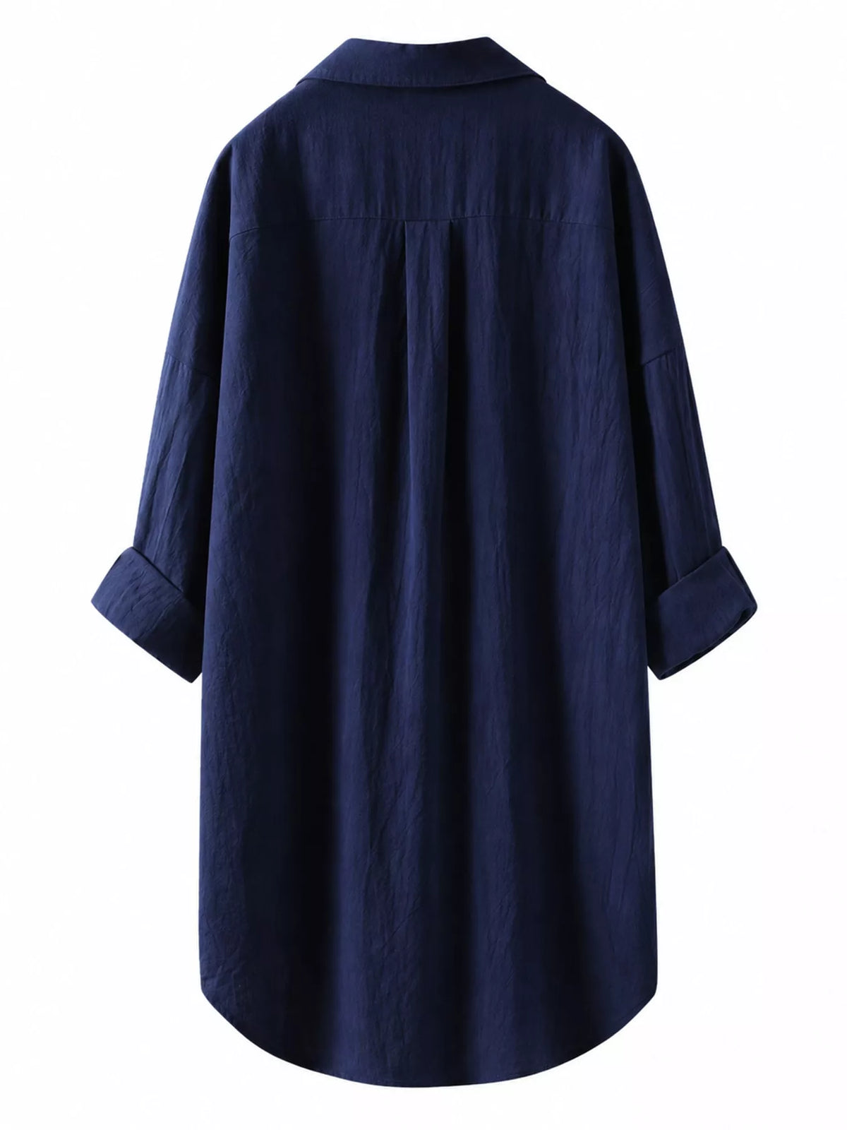 Full Size Casual Button-Down Shirt with Dual Chest Pockets Plus Size - Navy - View 30