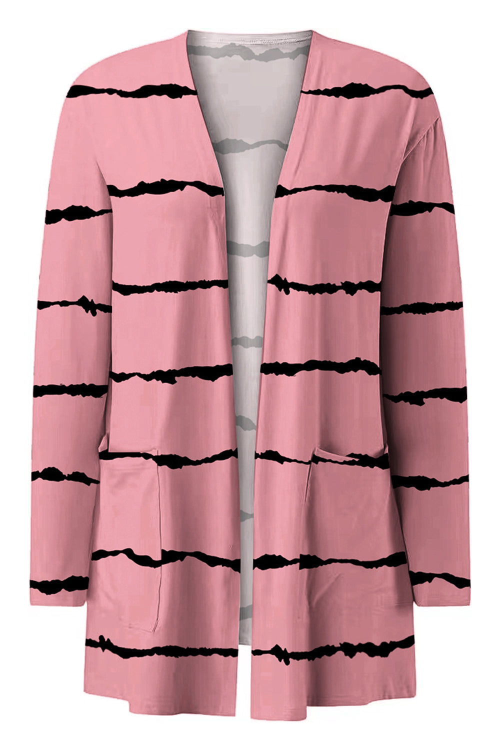 Printed Long Sleeve Cardigan - Carnation Pink - View 12