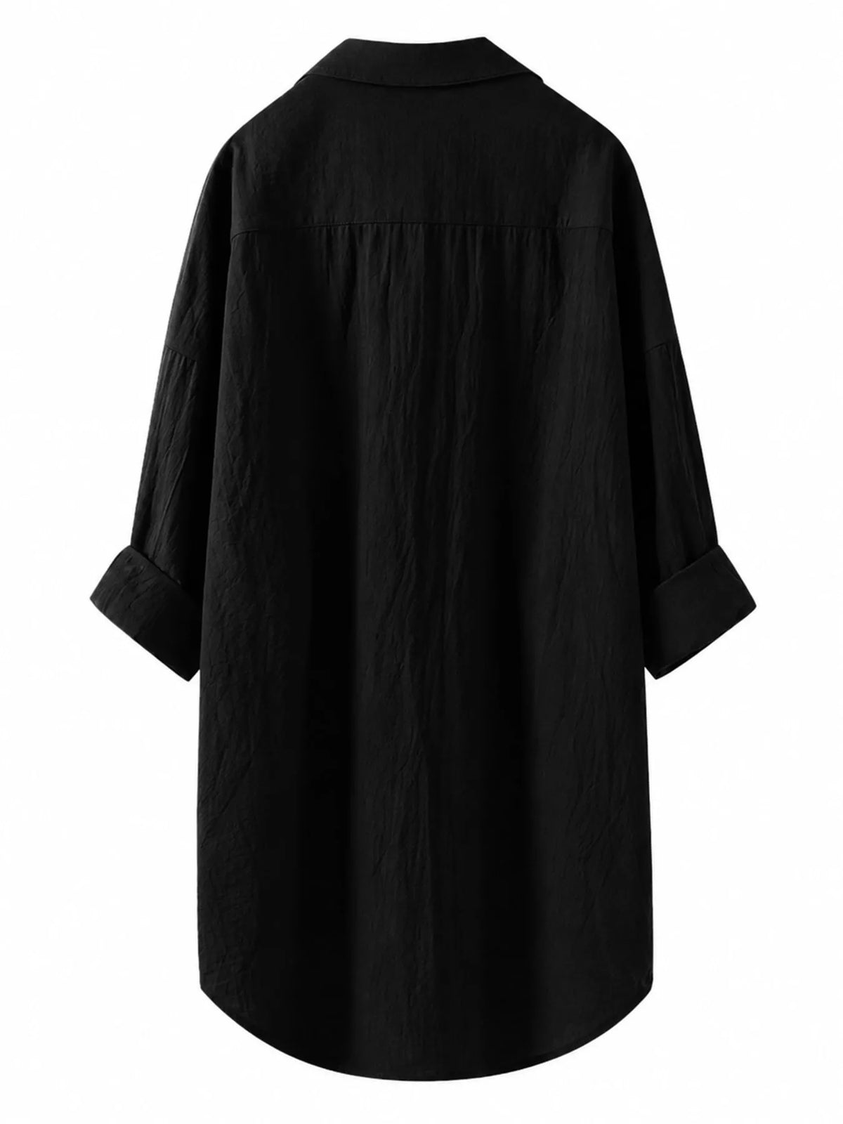 Full Size Casual Button-Down Shirt with Dual Chest Pockets Plus Size - Black - View 10