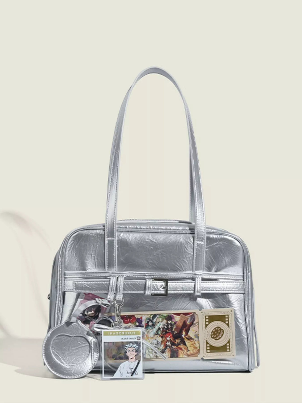 Clear Window Shoulder Bag - Silver - View 1