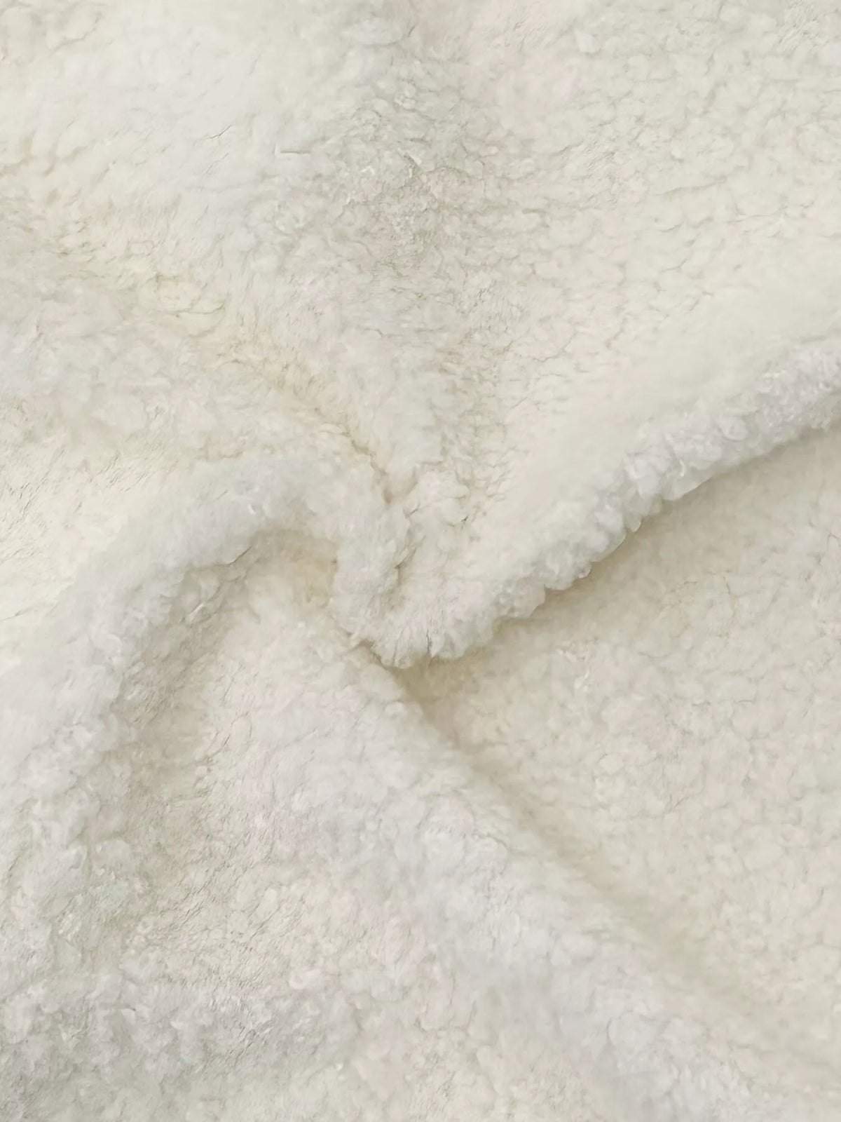 Faux Shearling Contrast Trim Button-Down Outerwear - White - View 8