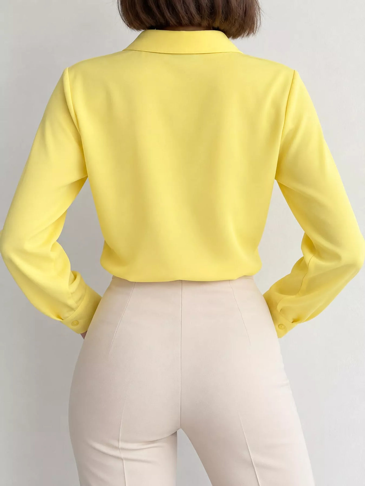 Button Up Long-Sleeve Shirt - Bright Yellow - View 40