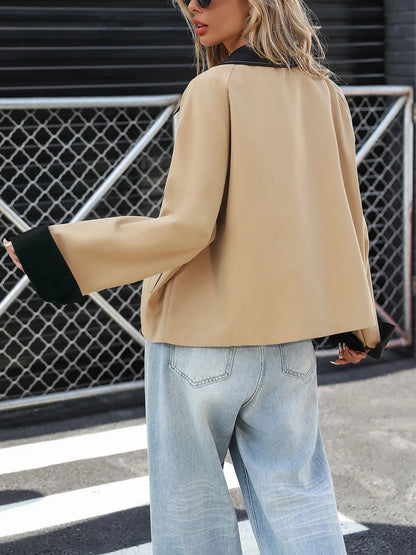 Color Block Button-Up Casual Jacket - Khaki - View 6