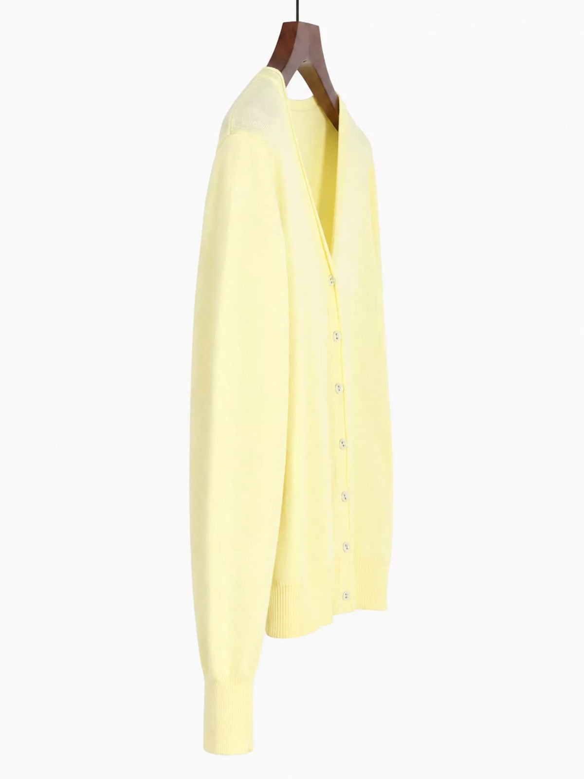 Classic V-Neck Button-Down Knit Cardigan - Light Yellow - View 42