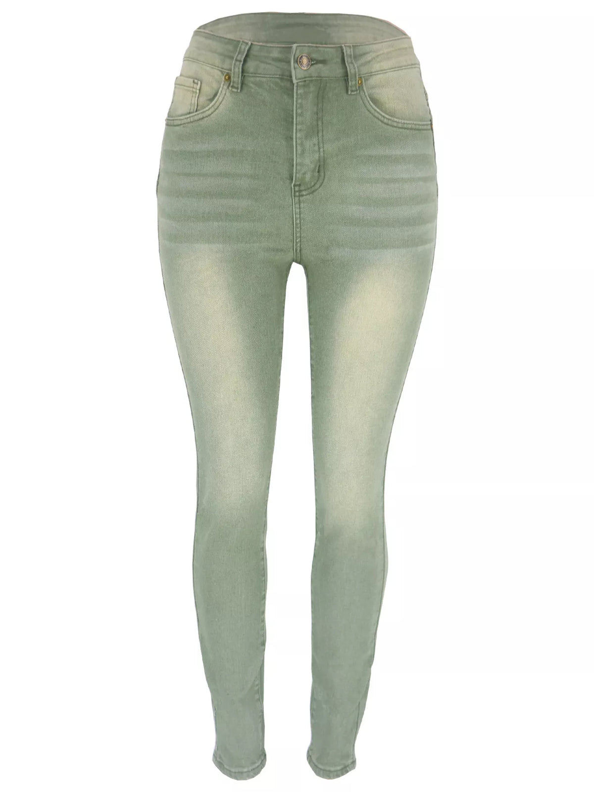 High-Waisted Slim-Fit Jeans - Green - View 6
