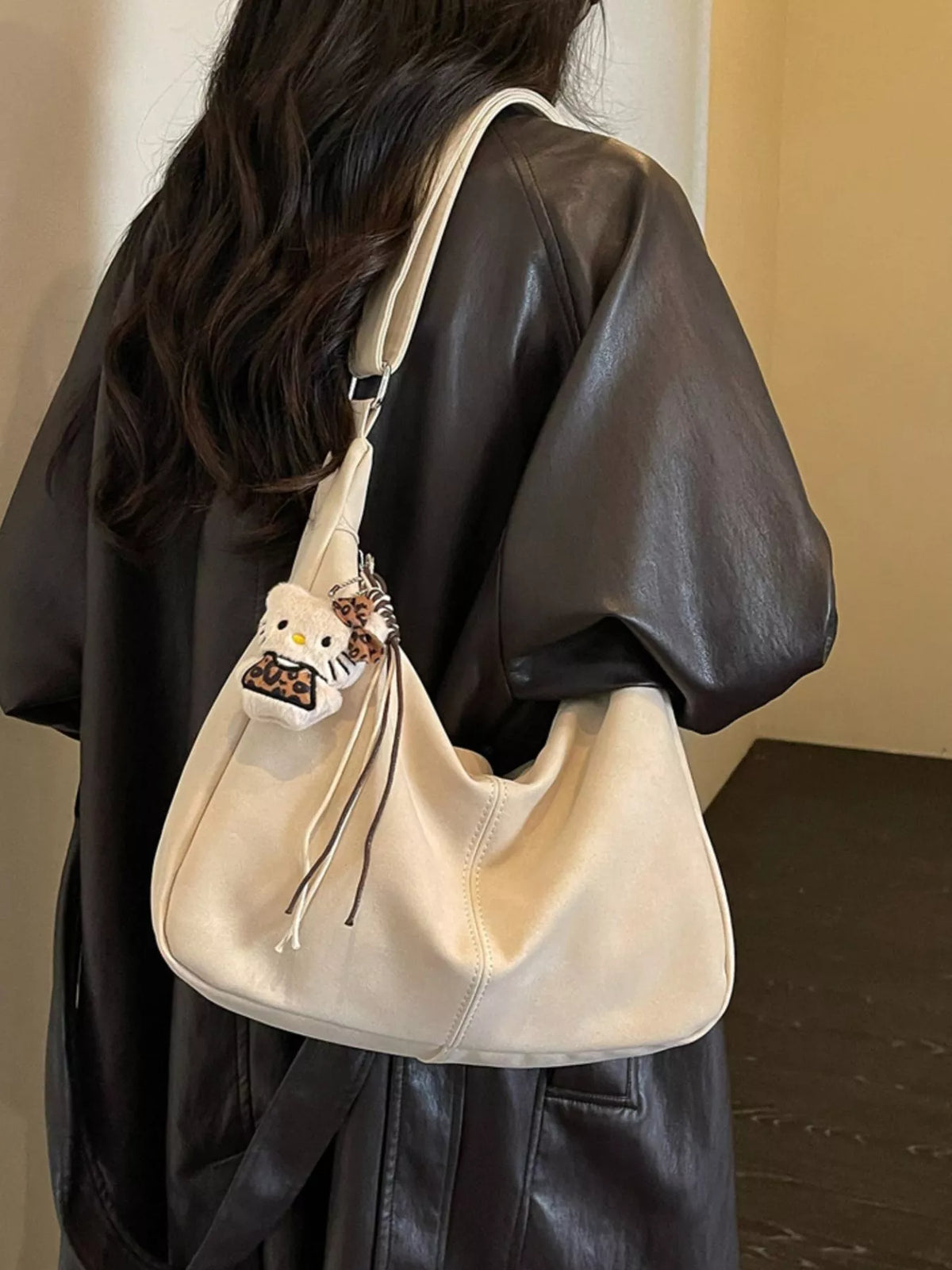 Adjustable Strap Crossbody Bag - Off-white - View 1
