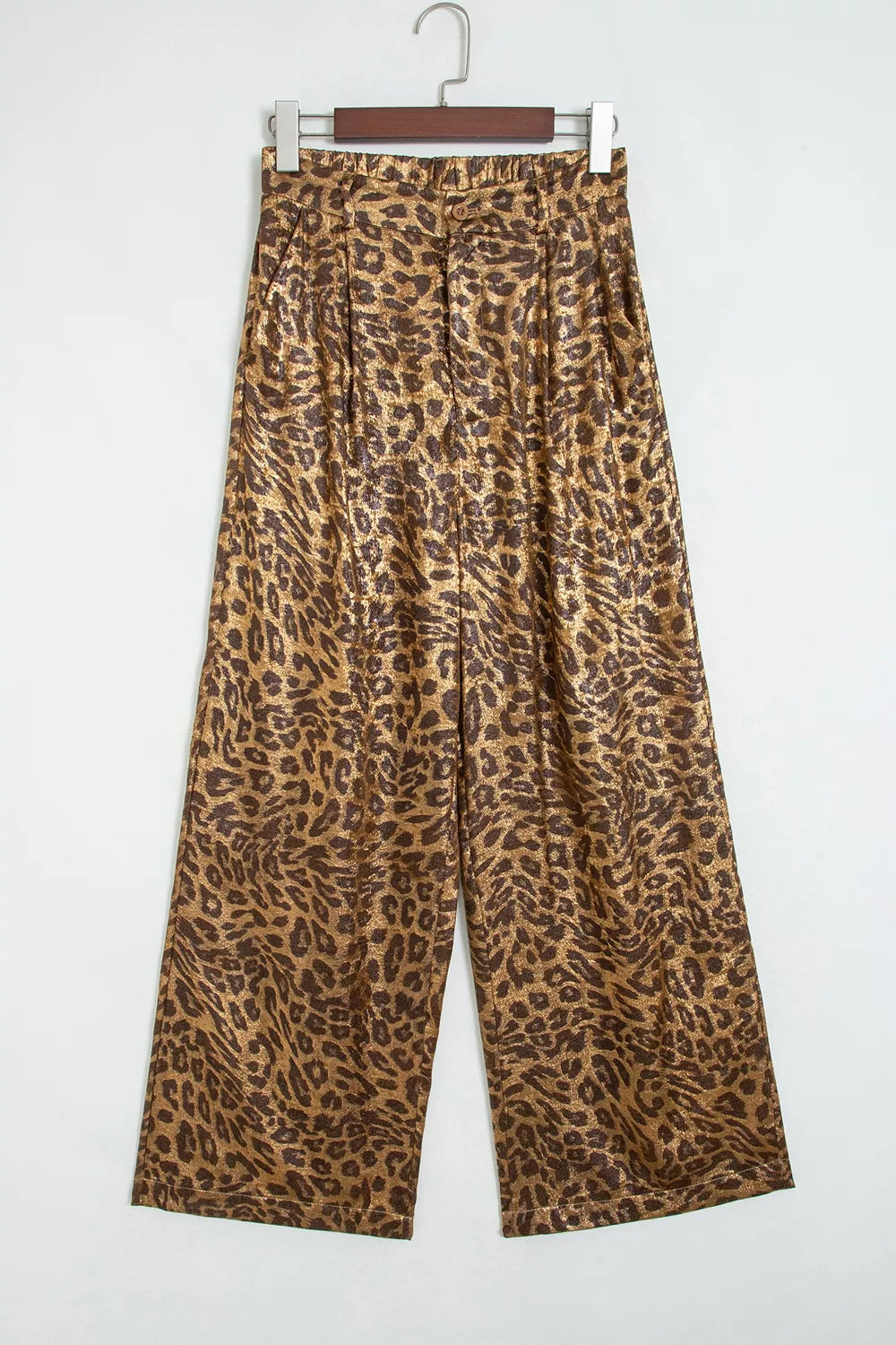 Multicolour Leopard Print Western Style Wide Leg Full Length Pants - Leopard - View 6