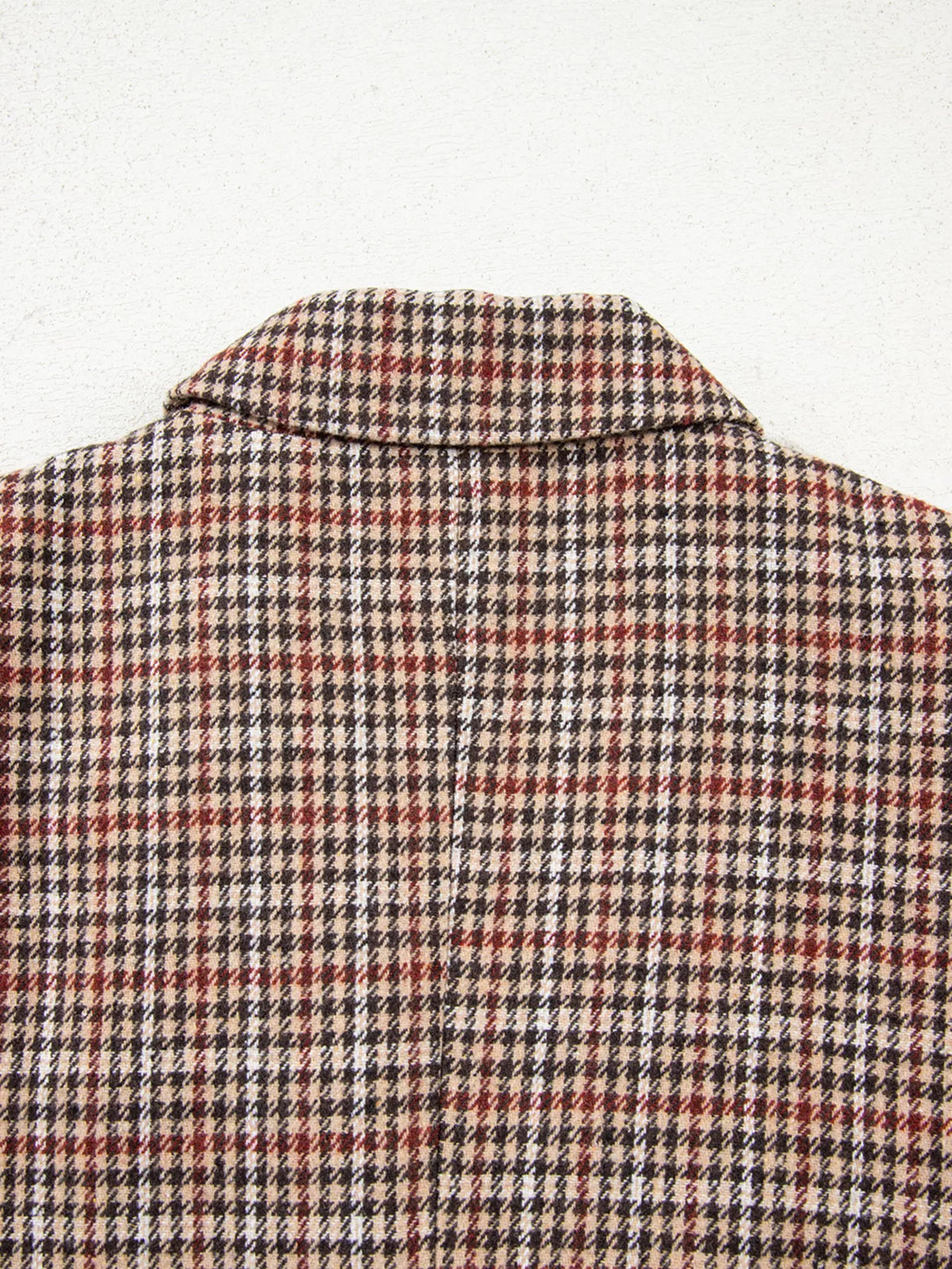 Houndstooth Lapel Collar Blazer - Camel - View 12