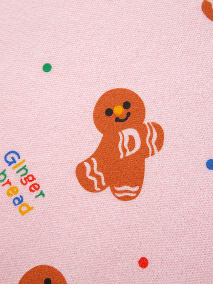 Gingerbread Pattern Long Sleeve Round Neck Sweater - Blush Pink - View 8