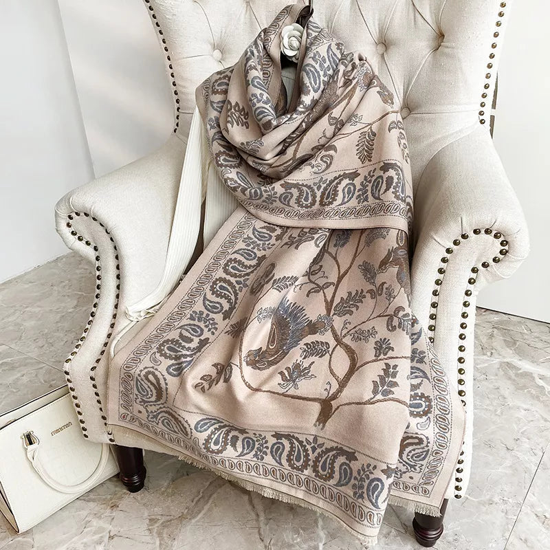 Printed Raw Hem Scarf - Dust Storm - View 1