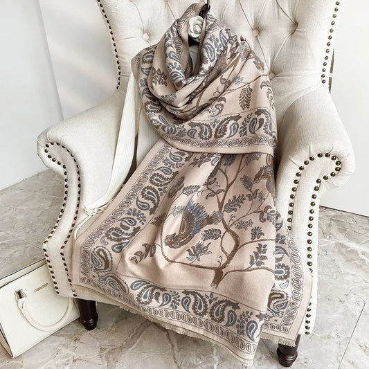 Printed Raw Hem Scarf - Dust Storm - View 1