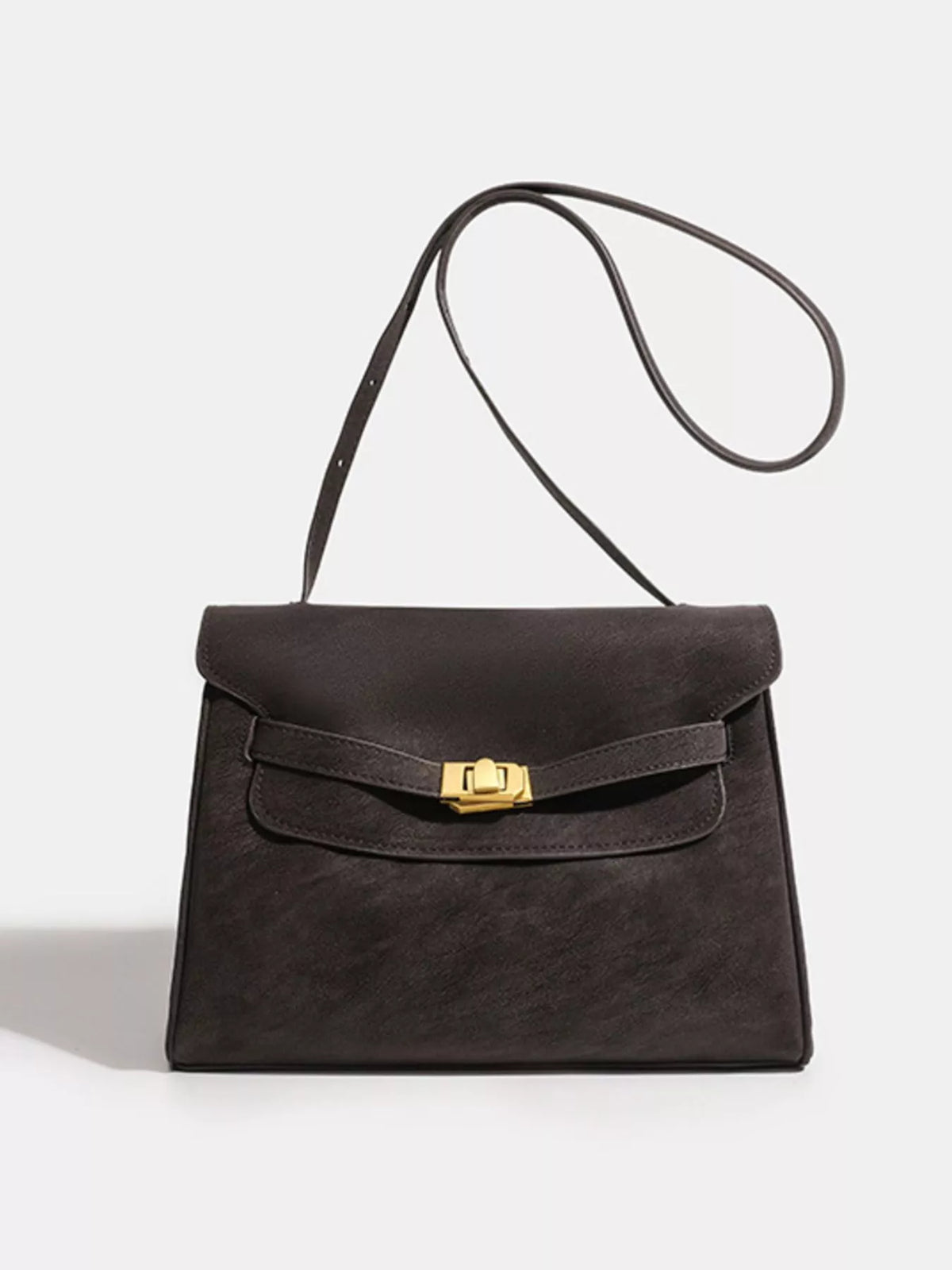 Buckle Closure Shoulder Bag - Coffee - View 7