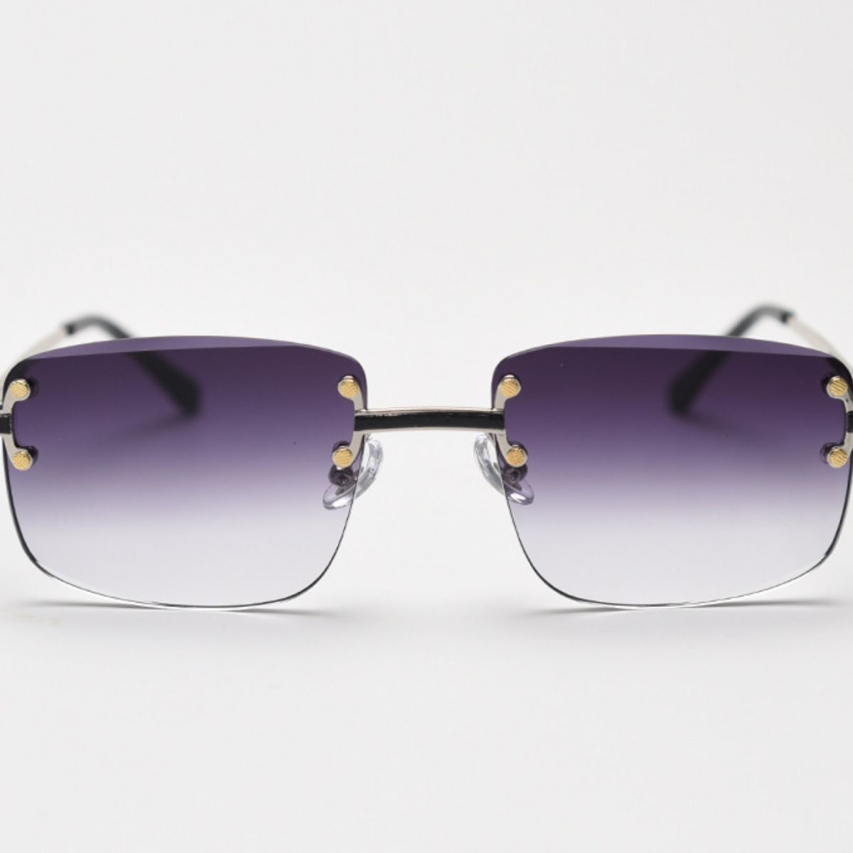 Rimless Gradient Tinted Sunglasses - Black - View 2