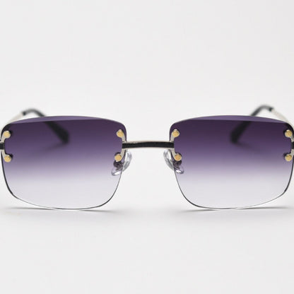 Rimless Gradient Tinted Sunglasses - Black - View 2