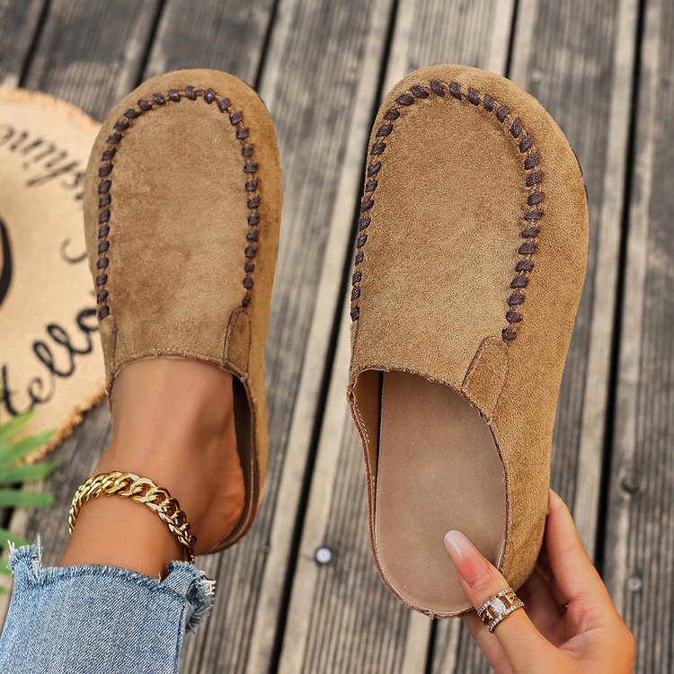 Round Toe Slip-Ons - Khaki - View 6