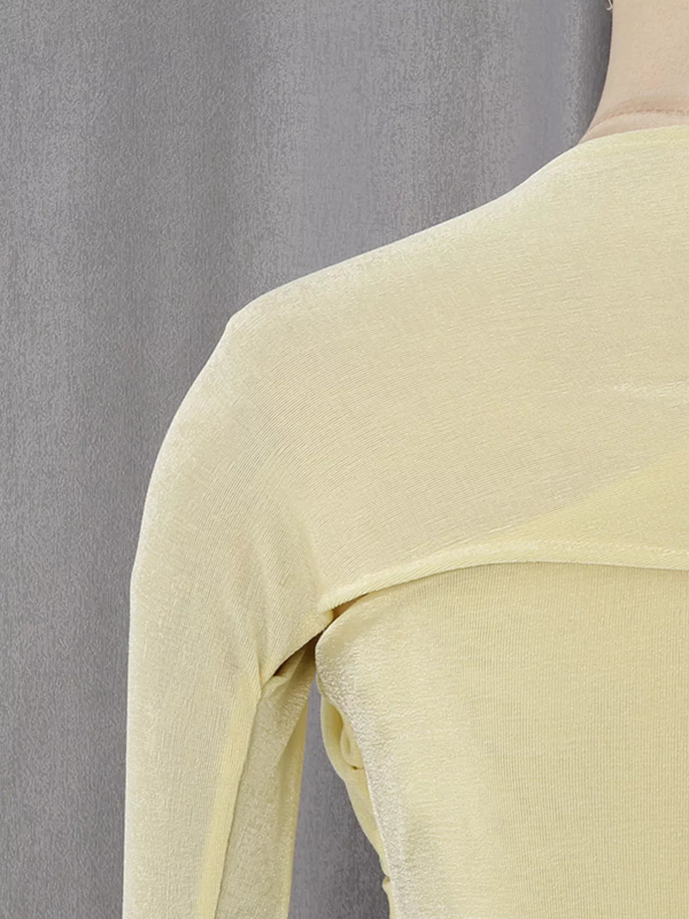 One-Shoulder Draped Maxi Dress - Yellow - Rear Shoulder Detail View