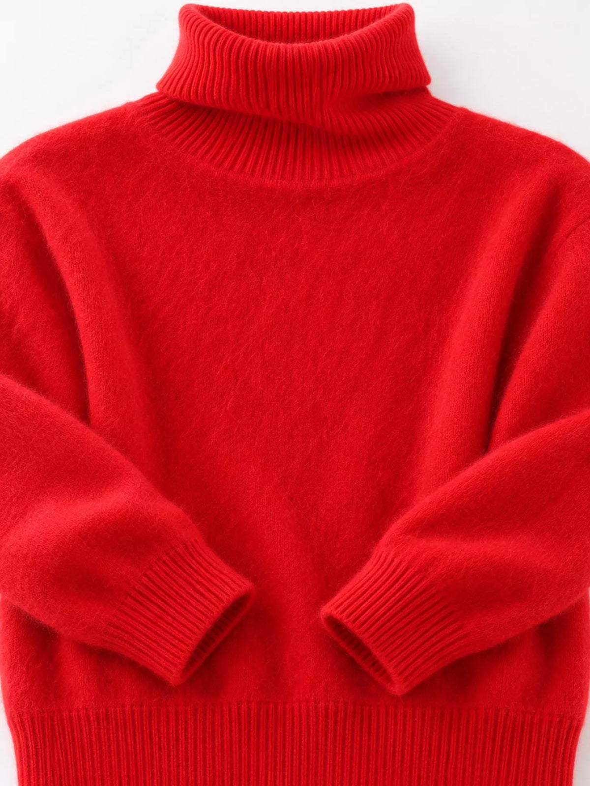 Full Size Turtleneck Long Sleeve Sweater Plus Size - Bright Red - View 88