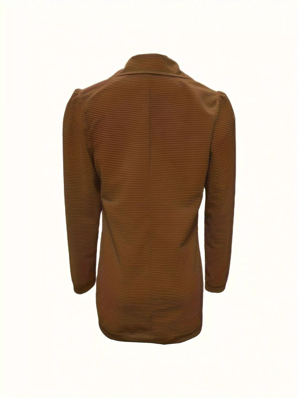 Texture Knit Double-Breasted Blazer - Coffee - View 9