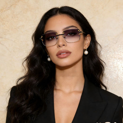 Rimless Gradient Tinted Sunglasses - Black - View 1