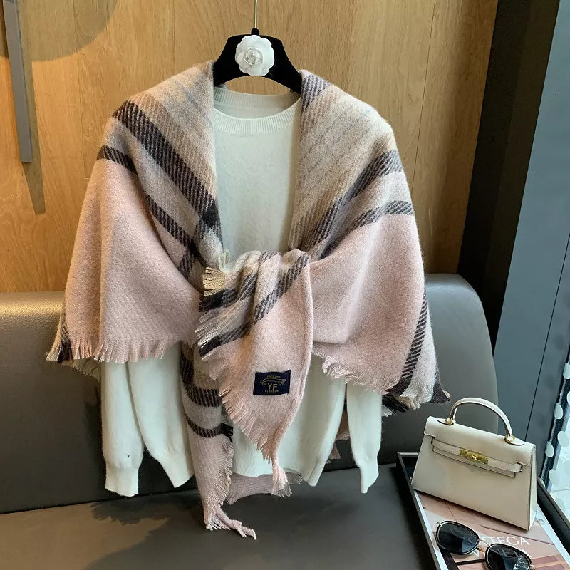 Raw Hem Plaid Scarf - Blush Pink - View 6