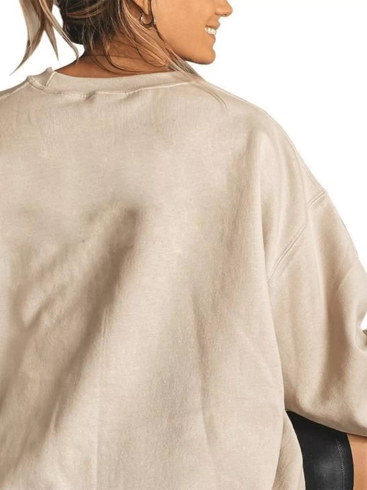Halloween Pumpkin Floral Round Neck Sweatshirt - Tan - View 2