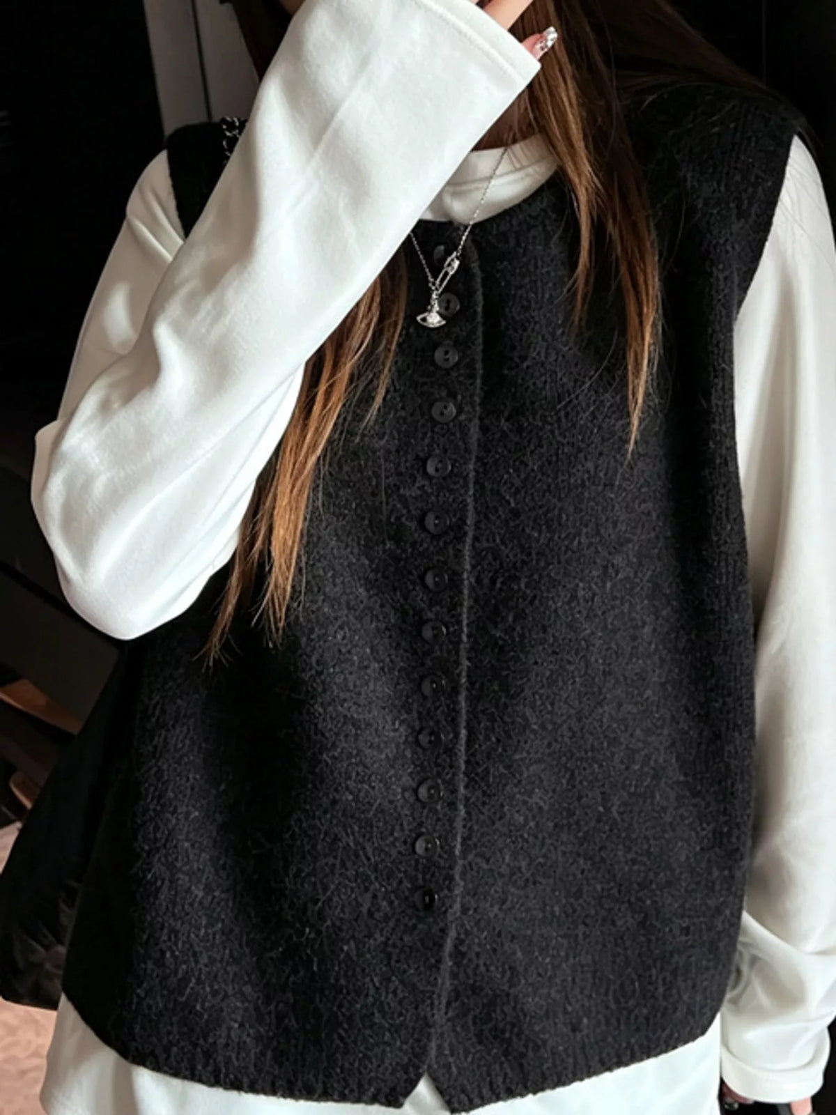Button-Down Knit Sweater Vest