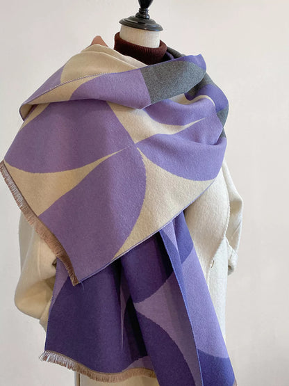Contrast Raw Hem Scarf - Sky Blue - View 2
