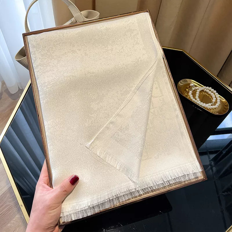 Raw Hem Warm Scarf - Ivory - View 7