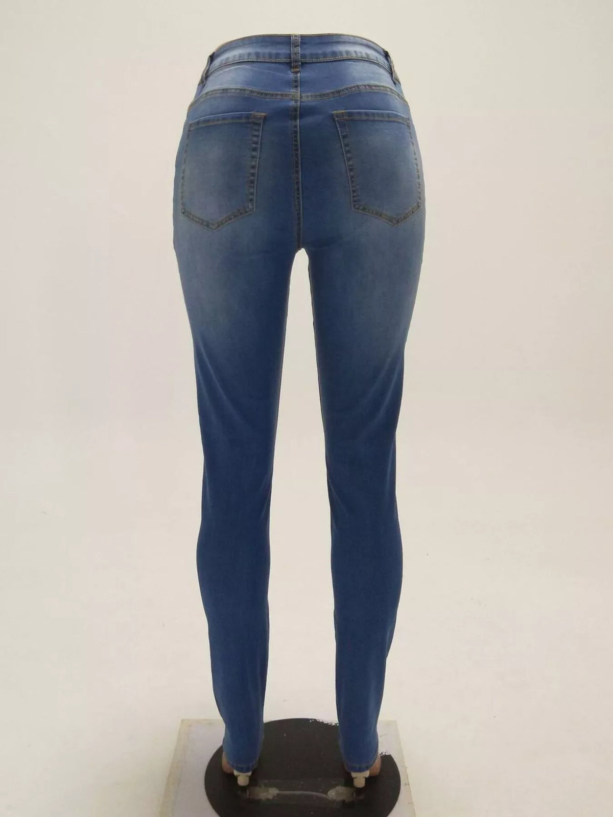 High-Waisted Skinny Jeans - Dusty Blue - View 4