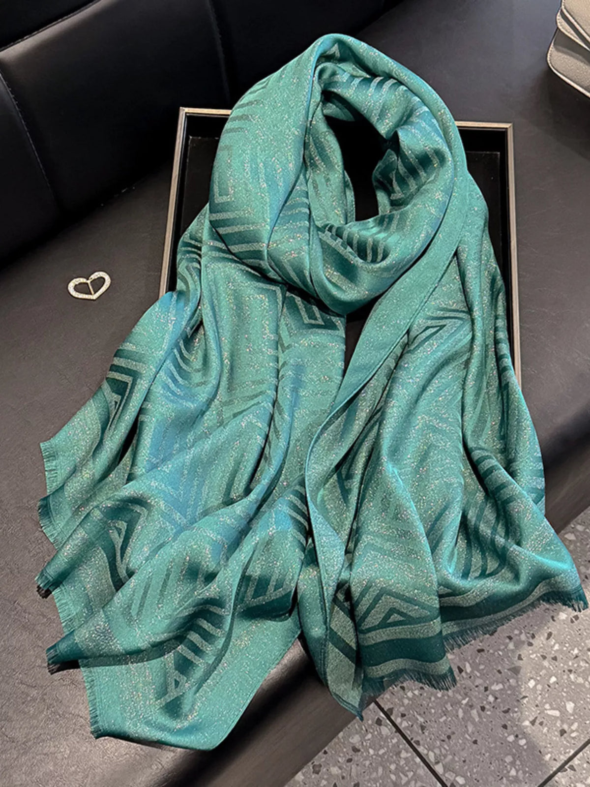 Raw Hem Lightweight Scarf - Green - View 11
