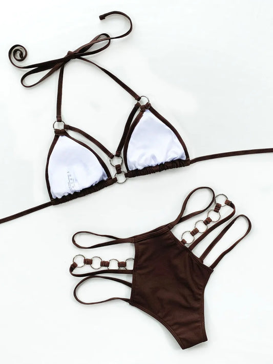 Cutout Halter Neck Two-Piece Bikini Set - product photo 2